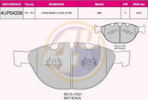 4U 4UP04208 - Гальмівні колодки, дискові гальма avtolavka.club