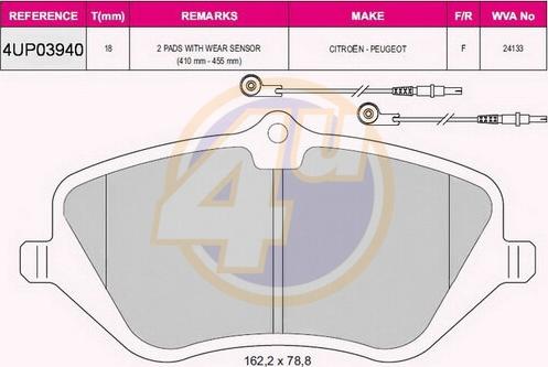 4U 4UP03940 - Гальмівні колодки, дискові гальма avtolavka.club