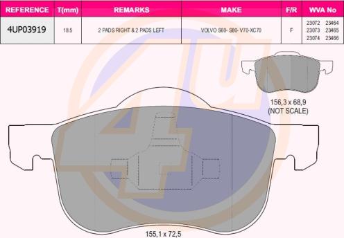 4U 4UP03919 - Гальмівні колодки, дискові гальма avtolavka.club