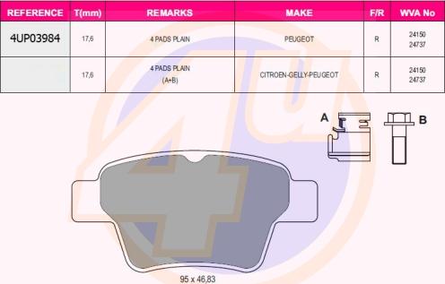 4U 4UP03984 - Гальмівні колодки, дискові гальма avtolavka.club