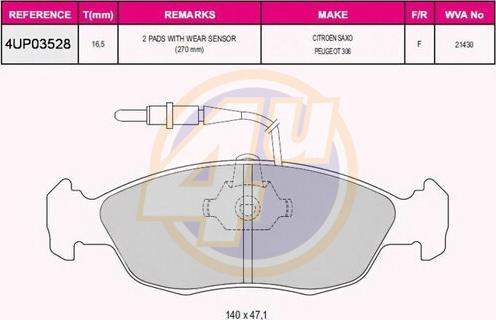 4U 4UP03528 - Гальмівні колодки, дискові гальма avtolavka.club