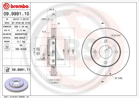 A.B.S. 09.9991.11 - Гальмівний диск avtolavka.club