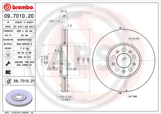 A.B.S. 09.7010.21 - Гальмівний диск avtolavka.club