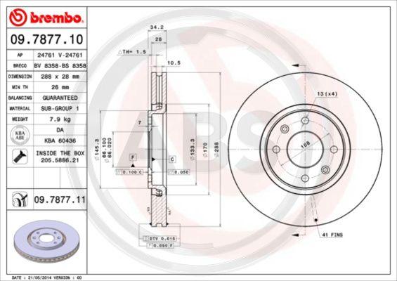 A.B.S. 09.7877.11 - Гальмівний диск avtolavka.club