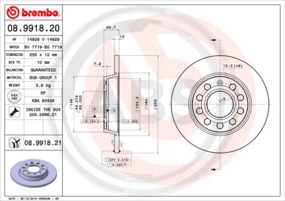 A.B.S. 08.9918.21 - Гальмівний диск avtolavka.club