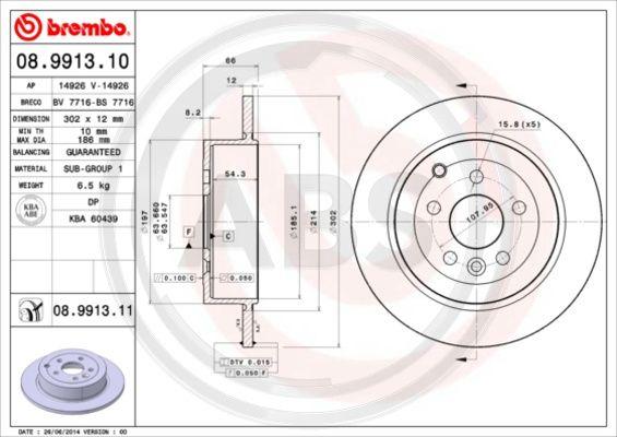 A.B.S. 08.9913.11 - Гальмівний диск avtolavka.club