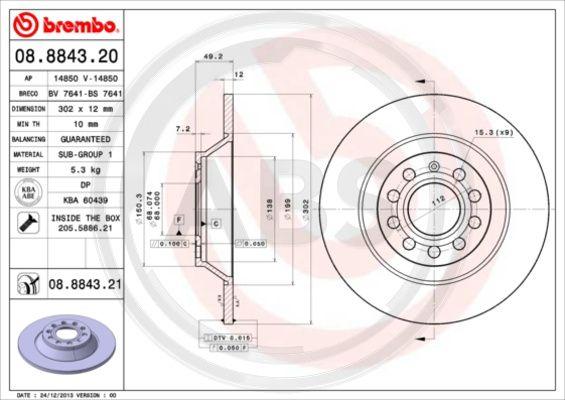 A.B.S. 08.8843.21 - Гальмівний диск avtolavka.club