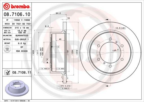 A.B.S. 08.7106.10 - Гальмівний диск avtolavka.club