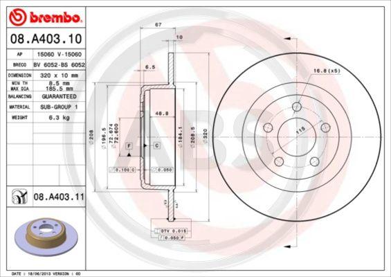 A.B.S. 08.A403.11 - Гальмівний диск avtolavka.club