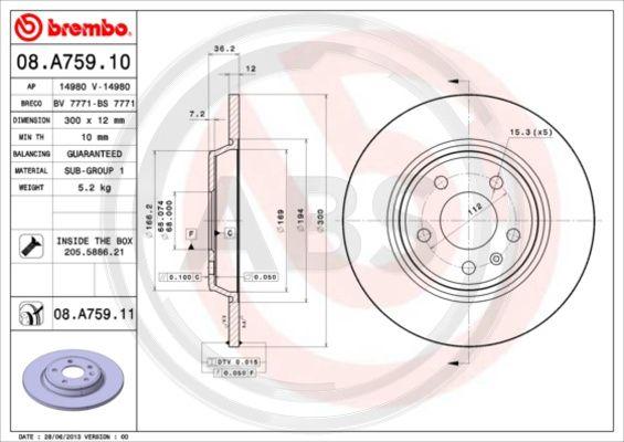 A.B.S. 08.A759.11 - Гальмівний диск avtolavka.club