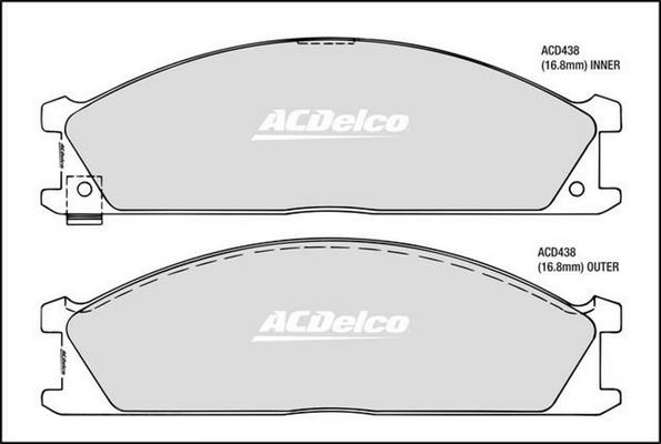 ACDelco ACD438 - Гальмівні колодки, дискові гальма avtolavka.club