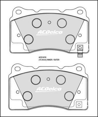 ACDelco ACD1678 - Гальмівні колодки, дискові гальма avtolavka.club