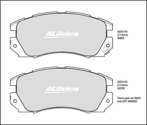 ACDelco ACD1219 - Гальмівні колодки, дискові гальма avtolavka.club