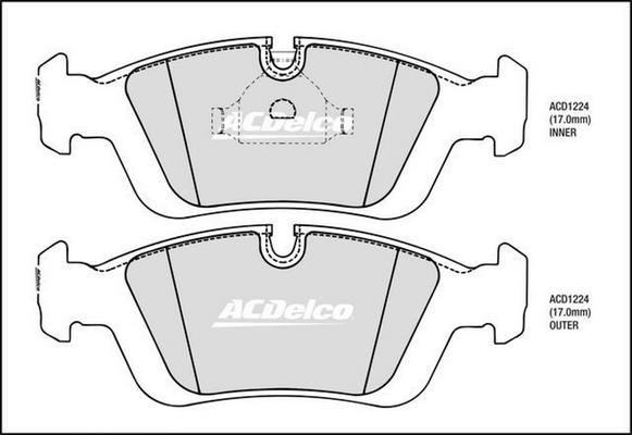 ACDelco ACD1224 - Гальмівні колодки, дискові гальма avtolavka.club