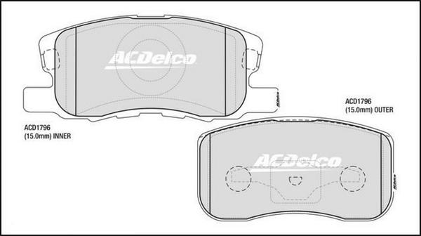ACDelco ACD1796 - Гальмівні колодки, дискові гальма avtolavka.club