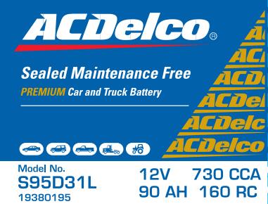 ACDelco S95D31LHD - Стартерна акумуляторна батарея, АКБ avtolavka.club