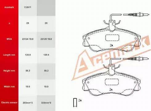 Acemark 112611 - Гальмівні колодки, дискові гальма avtolavka.club