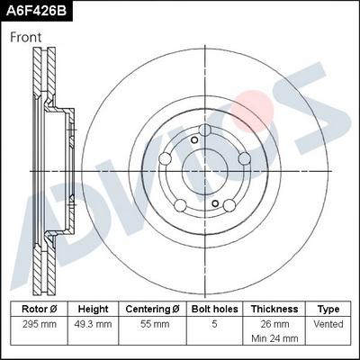 Advics A6F426B - Гальмівний диск avtolavka.club