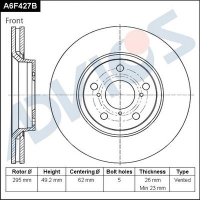 Advics A6F427B - Гальмівний диск avtolavka.club