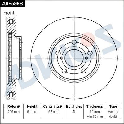 Advics A6F599B - Гальмівний диск avtolavka.club