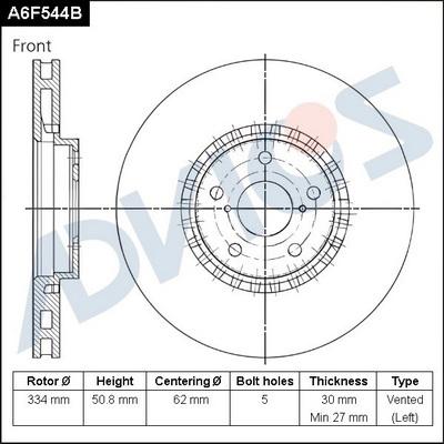 Advics A6F544B - Гальмівний диск avtolavka.club