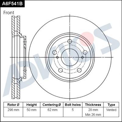 Advics A6F541B - Гальмівний диск avtolavka.club