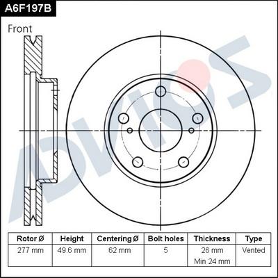 Advics A6F197B - Гальмівний диск avtolavka.club