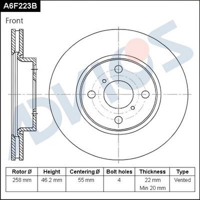 Advics A6F223B - Гальмівний диск avtolavka.club