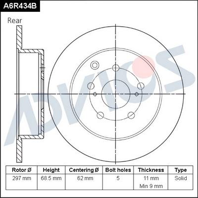 Advics A6R434B - Гальмівний диск avtolavka.club