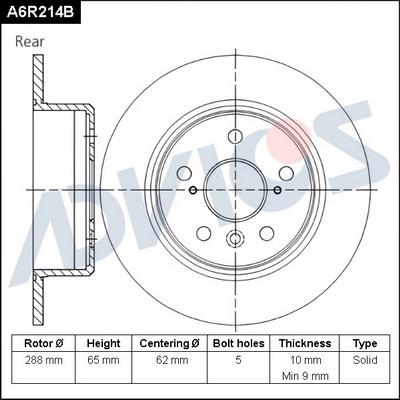 Advics A6R214B - Гальмівний диск avtolavka.club