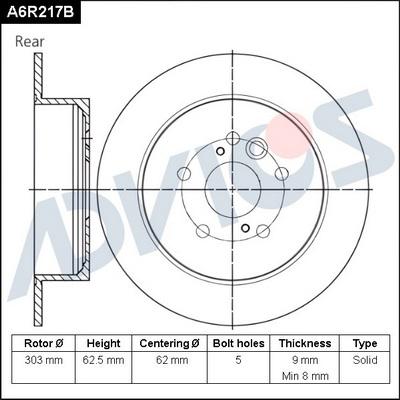 Advics A6R217B - Гальмівний диск avtolavka.club