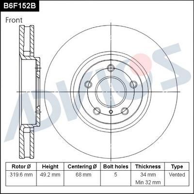 Advics B6F152B - Гальмівний диск avtolavka.club