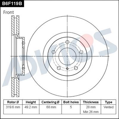 Advics B6F119B - Гальмівний диск avtolavka.club