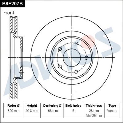 Advics B6F207B - Гальмівний диск avtolavka.club