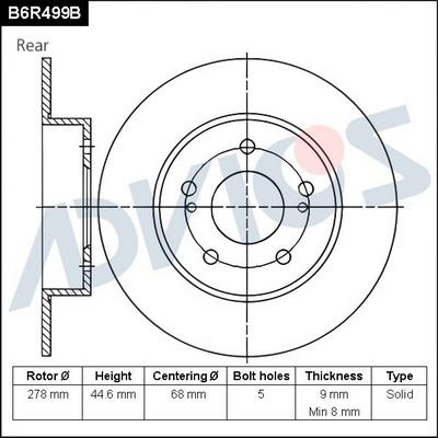 Advics B6R499B - Гальмівний диск avtolavka.club