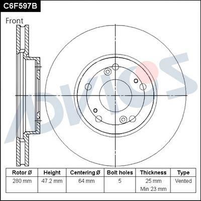 Advics C6F597B - Гальмівний диск avtolavka.club