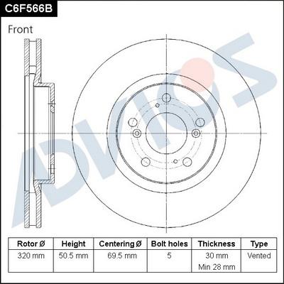 Advics C6F566B - Гальмівний диск avtolavka.club