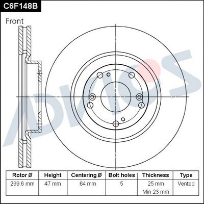 Advics C6F148B - Гальмівний диск avtolavka.club