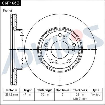 Advics C6F165B - Гальмівний диск avtolavka.club