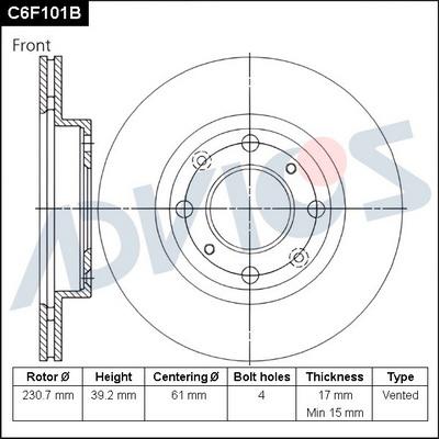 Advics C6F101B - Гальмівний диск avtolavka.club