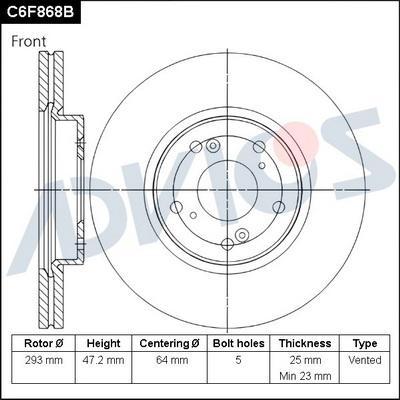 Advics C6F868B - Гальмівний диск avtolavka.club