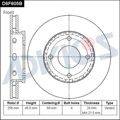 Advics D6F605B - Гальмівний диск avtolavka.club