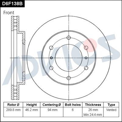 Advics D6F138B - Гальмівний диск avtolavka.club