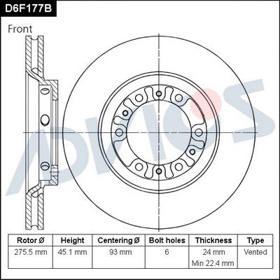 Advics D6F177B - Гальмівний диск avtolavka.club