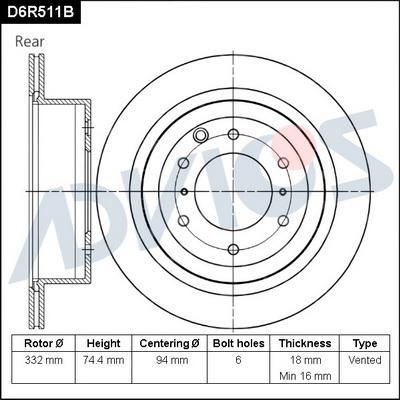 Advics D6R511B - Гальмівний диск avtolavka.club