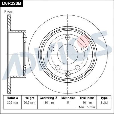 Advics D6R220B - Гальмівний диск avtolavka.club