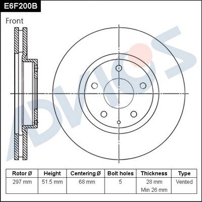 Advics E6F200B - Гальмівний диск avtolavka.club