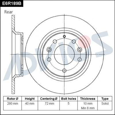 Advics E6R189B - Гальмівний диск avtolavka.club