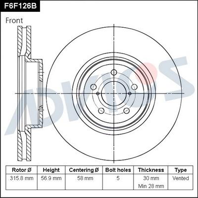 Advics F6F126B - Гальмівний диск avtolavka.club