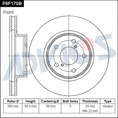 Advics F6F170B - Гальмівний диск avtolavka.club